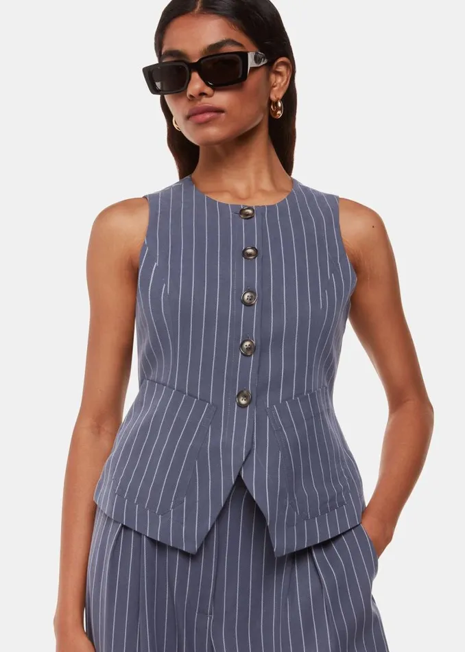 Whistles Petite Pants and Jeans Navy Petite Lottie Pinstripe Pants 8211 Women