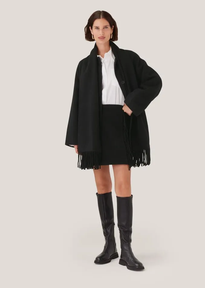 Whistles Skirts Black Sadie Wool Fringe Skirt 8211 Women