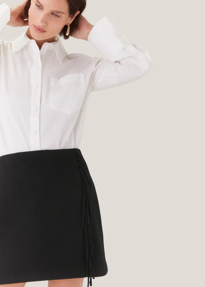 Whistles Skirts Black Sadie Wool Fringe Skirt 8211 Women