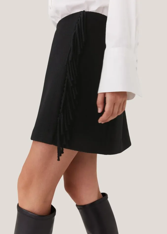Whistles Skirts Black Sadie Wool Fringe Skirt 8211 Women