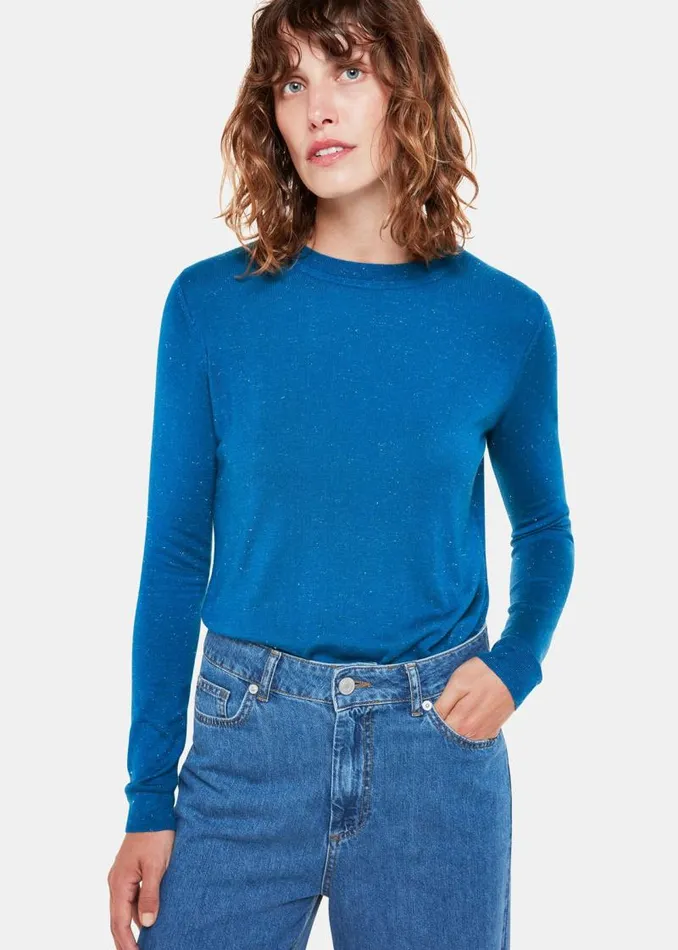 Whistles Sweaters and Cashmere Blue Annie Sparkle Crew Neck Sweater 8211 Women