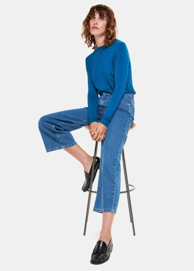 Whistles Sweaters and Cashmere Blue Annie Sparkle Crew Neck Sweater 8211 Women