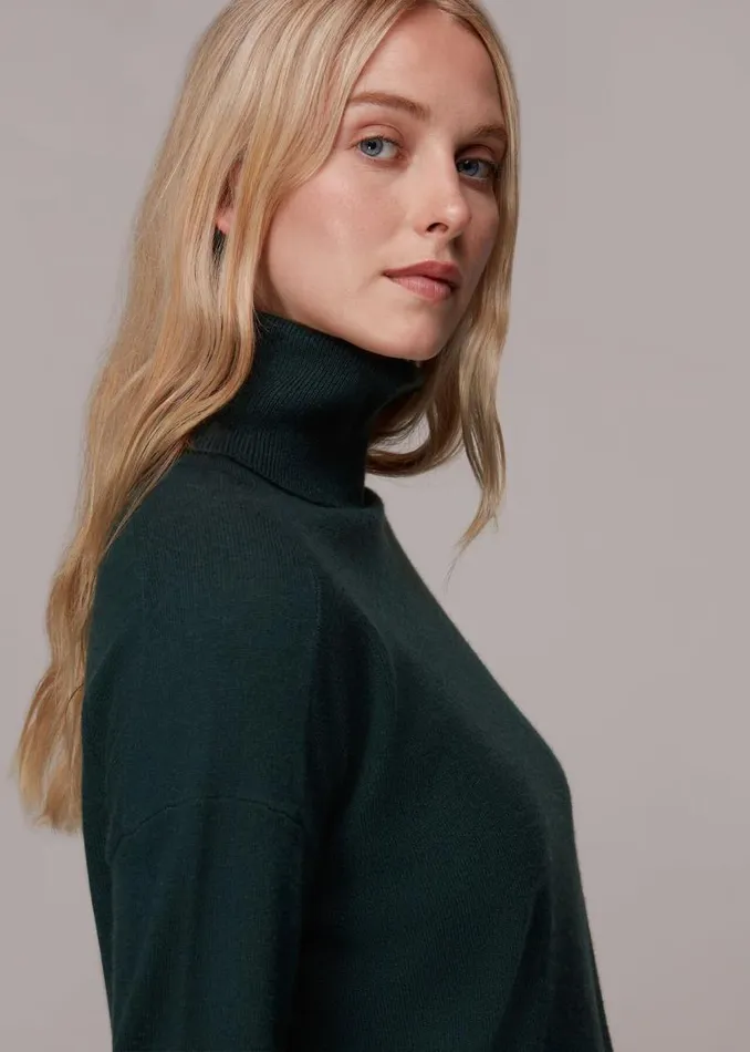 Whistles Sweaters and Cashmere Dark Green Cashmere Turtleneck Sweater 8211 Women