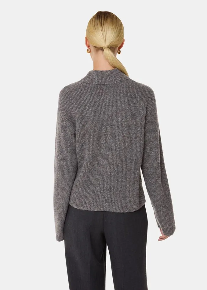 Whistles Sweaters and Cashmere Grey V Neck Wool Mix Sweater 8211 Women