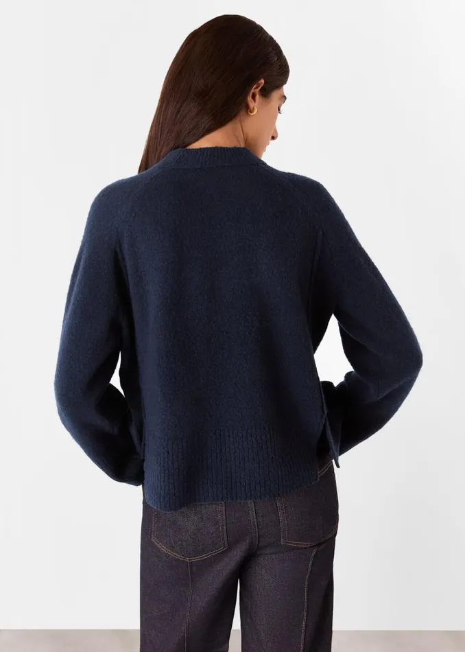 Whistles Sweaters and Cashmere Navy Wool Mix Side Split Knit 8211 Women