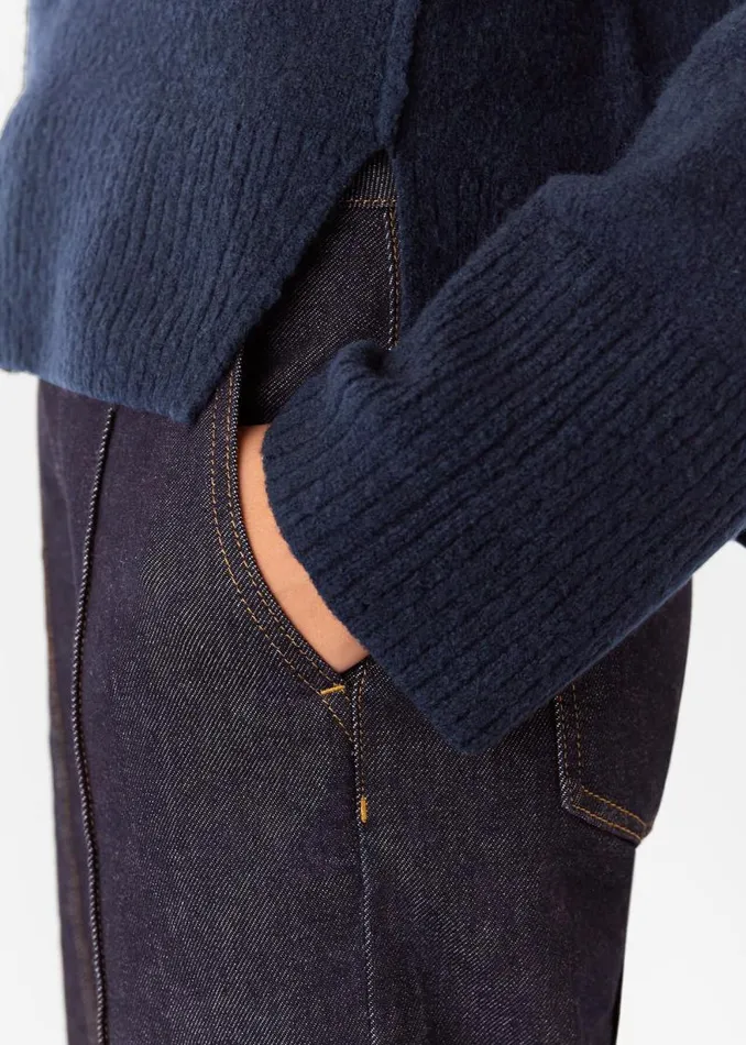 Whistles Sweaters and Cashmere Navy Wool Mix Side Split Knit 8211 Women