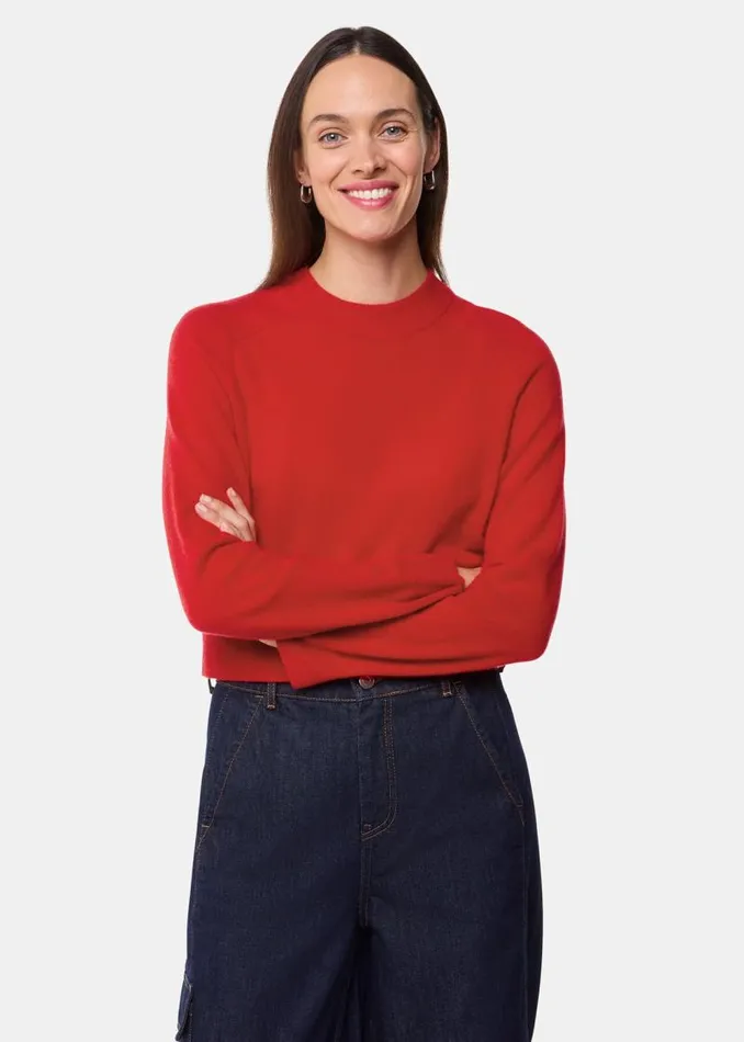 Whistles Sweaters and Cashmere Red Cashmere Crop Crew 8211 Women