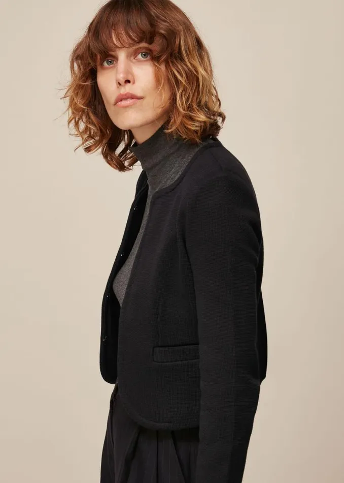 Whistles Tailoring Black Collarless Jersey Jacket 8211 Women