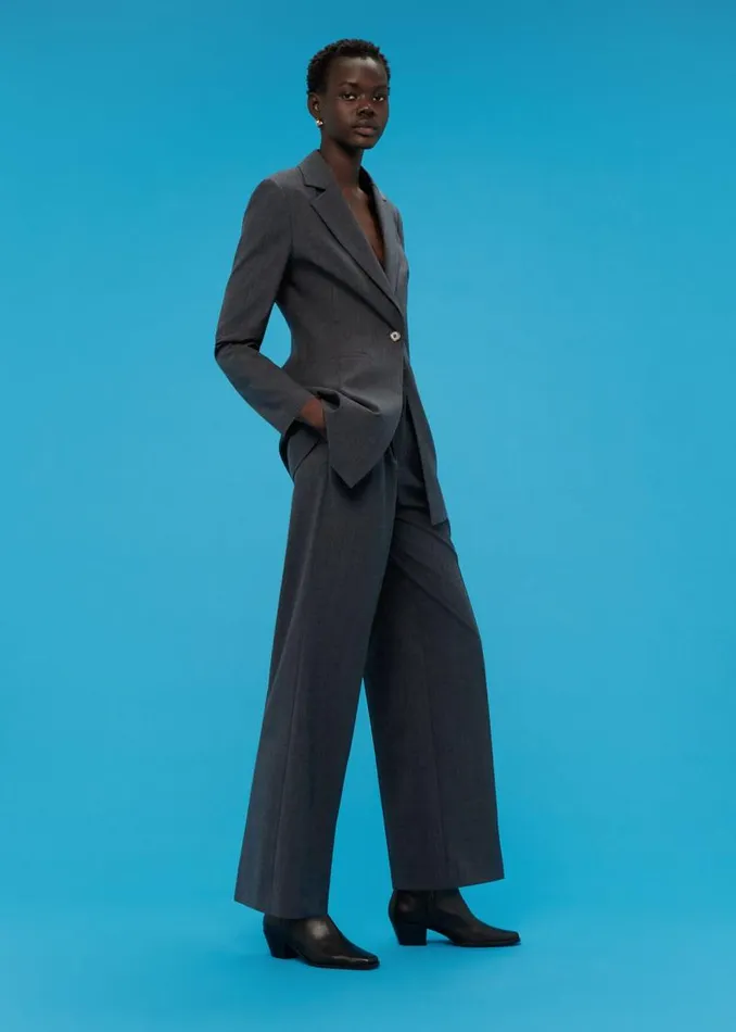 Whistles Tailoring Grey Mia Elongated Waist Blazer 8211 Women