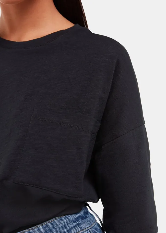 Whistles Tops Black Cotton Patch Pocket Top 8211 Women