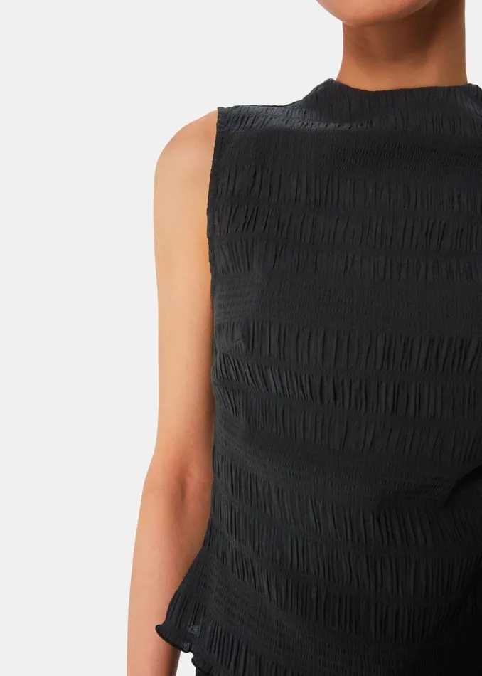 Whistles Tops Black Plisse Sleeveless Top 8211 Women
