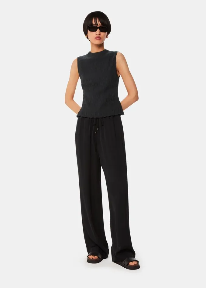 Whistles Tops Black Plisse Sleeveless Top 8211 Women