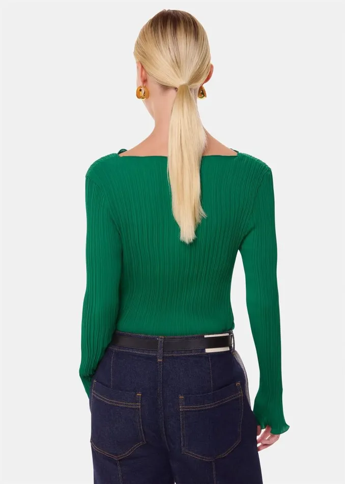 Whistles Tops Green Elsa Plisse Top 8211 Women