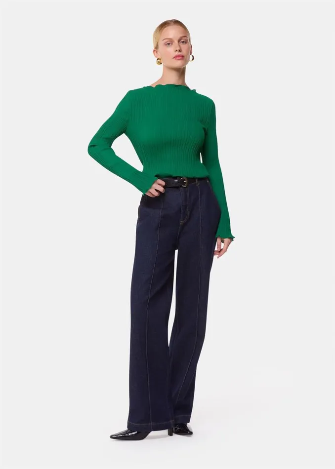 Whistles Tops Green Elsa Plisse Top 8211 Women