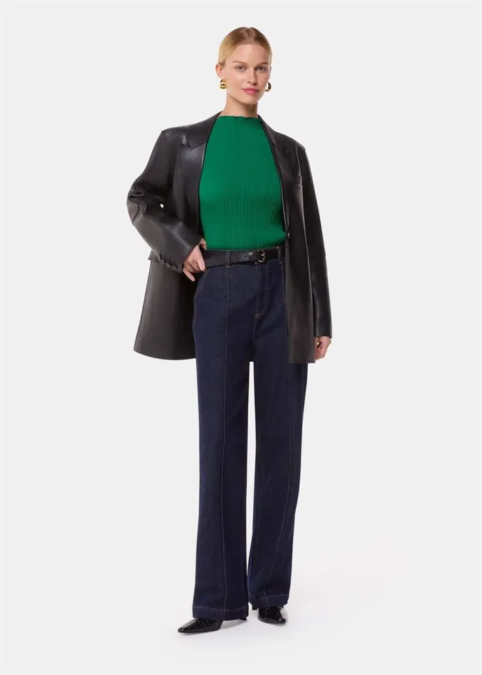 Whistles Tops Green Elsa Plisse Top 8211 Women