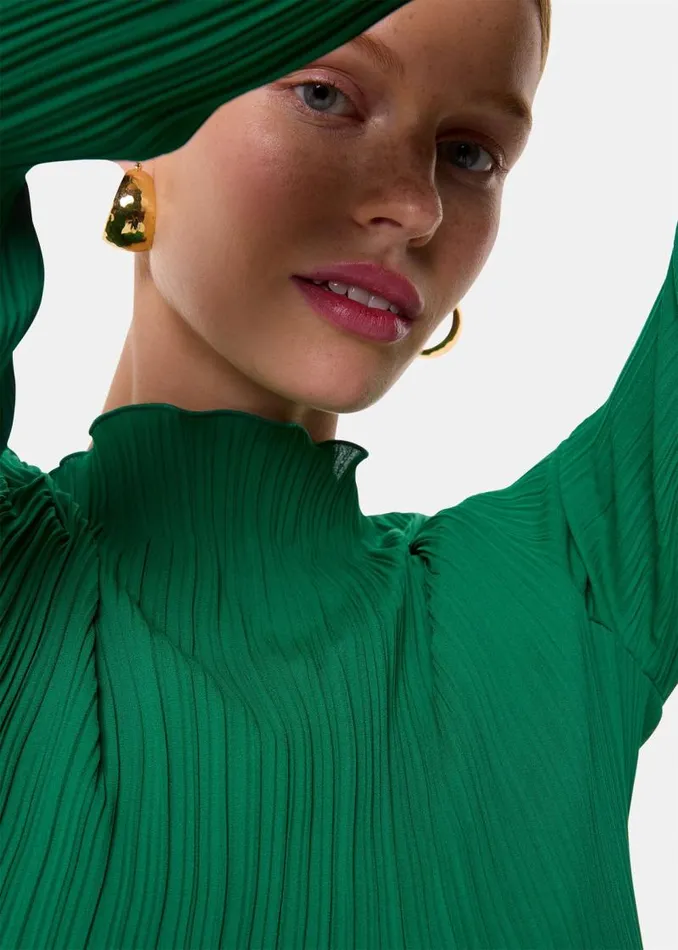 Whistles Tops Green Elsa Plisse Top 8211 Women