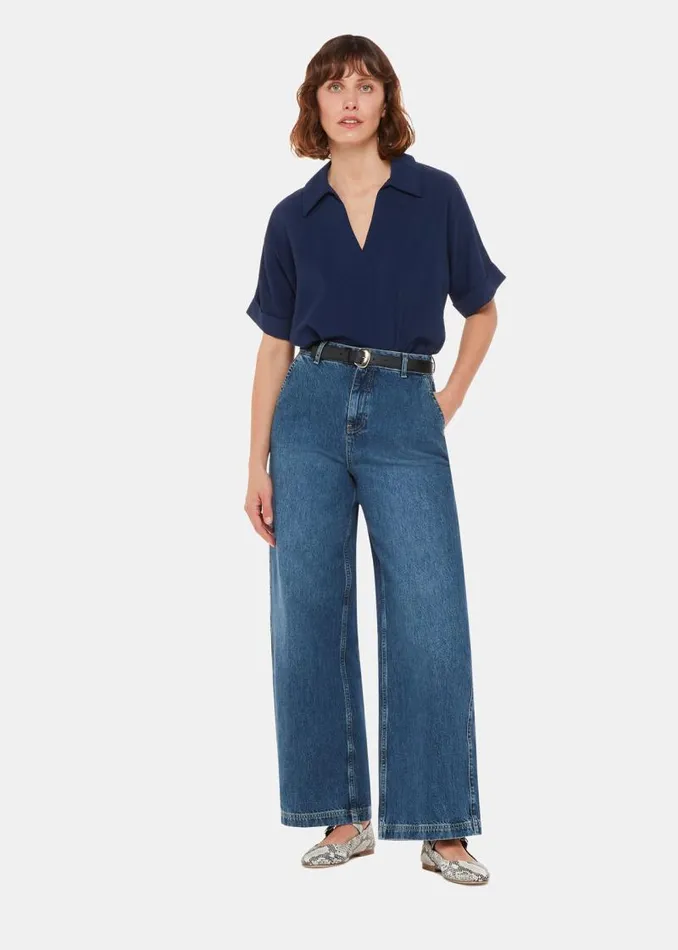 Whistles Tops Navy Sasha Relaxed Shirt 8211 Women