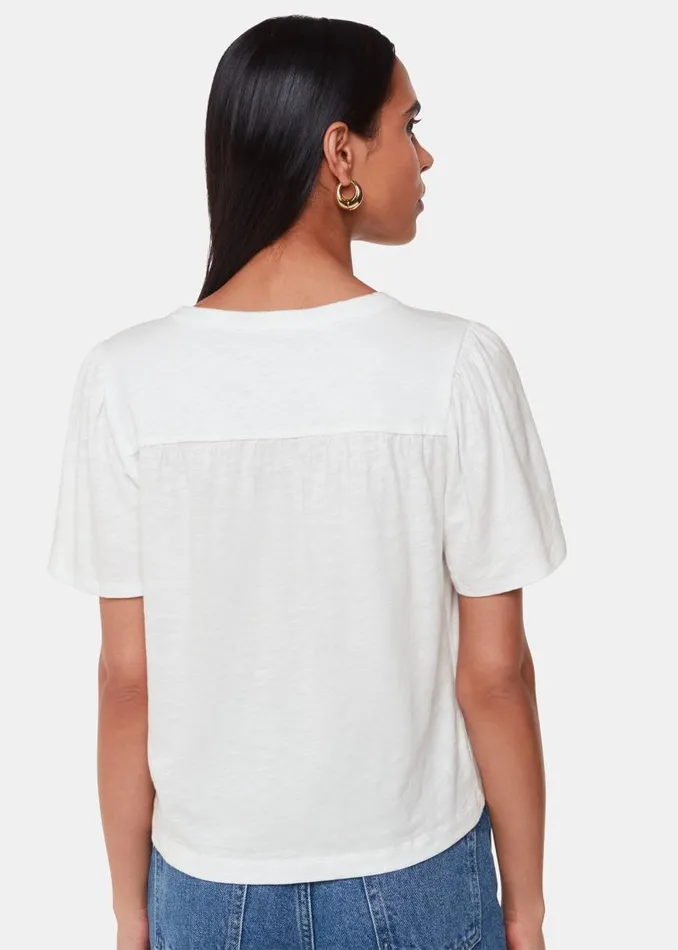 Whistles Tops White Maeve V Neck Button Front Tee 8211 Women
