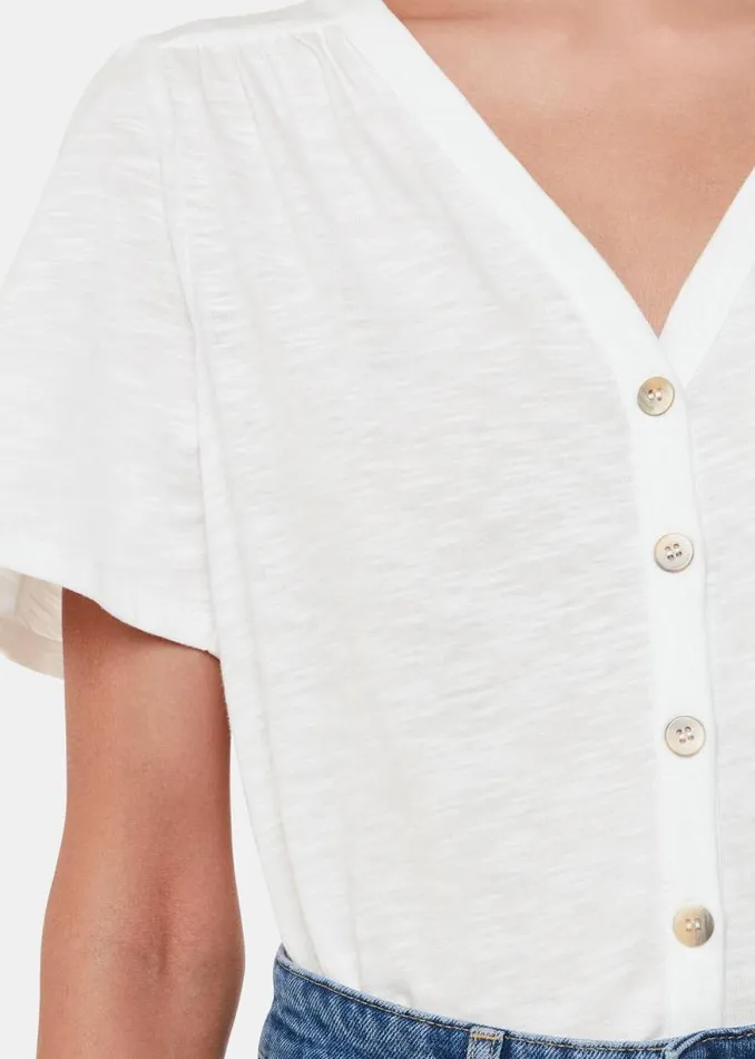 Whistles Tops White Maeve V Neck Button Front Tee 8211 Women