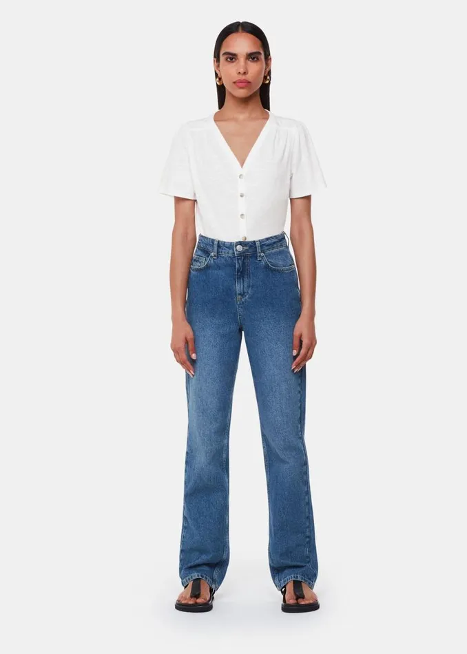 Whistles Tops White Maeve V Neck Button Front Tee 8211 Women