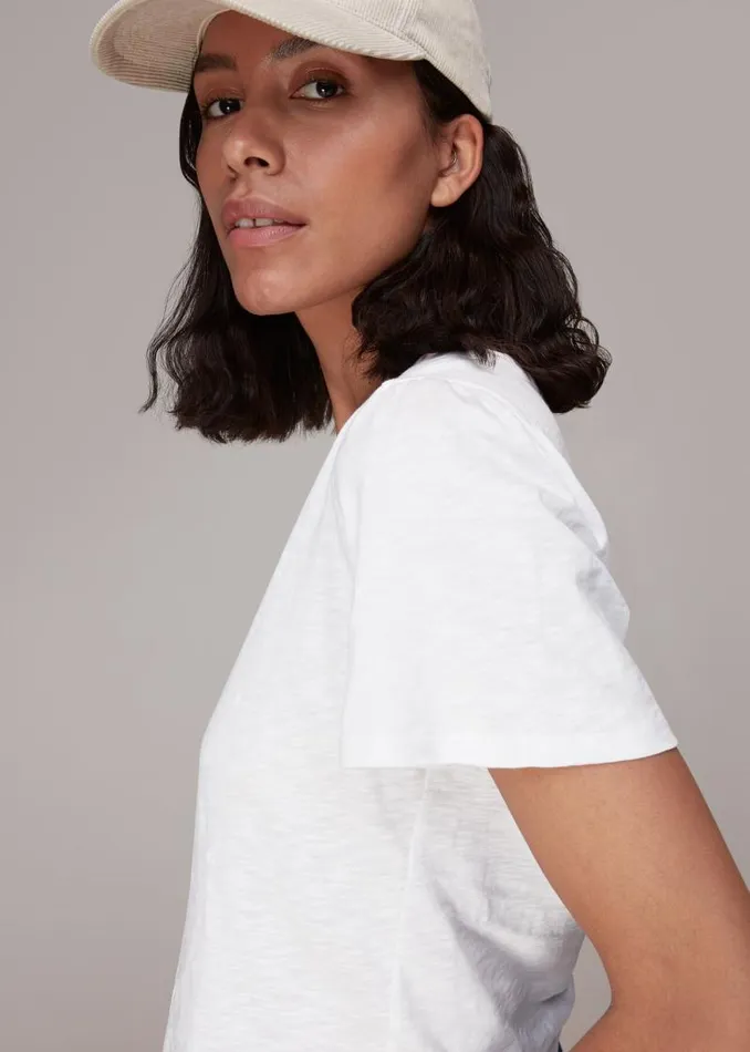 Whistles Tops White Maeve V Neck Button Front Tee 8211 Women