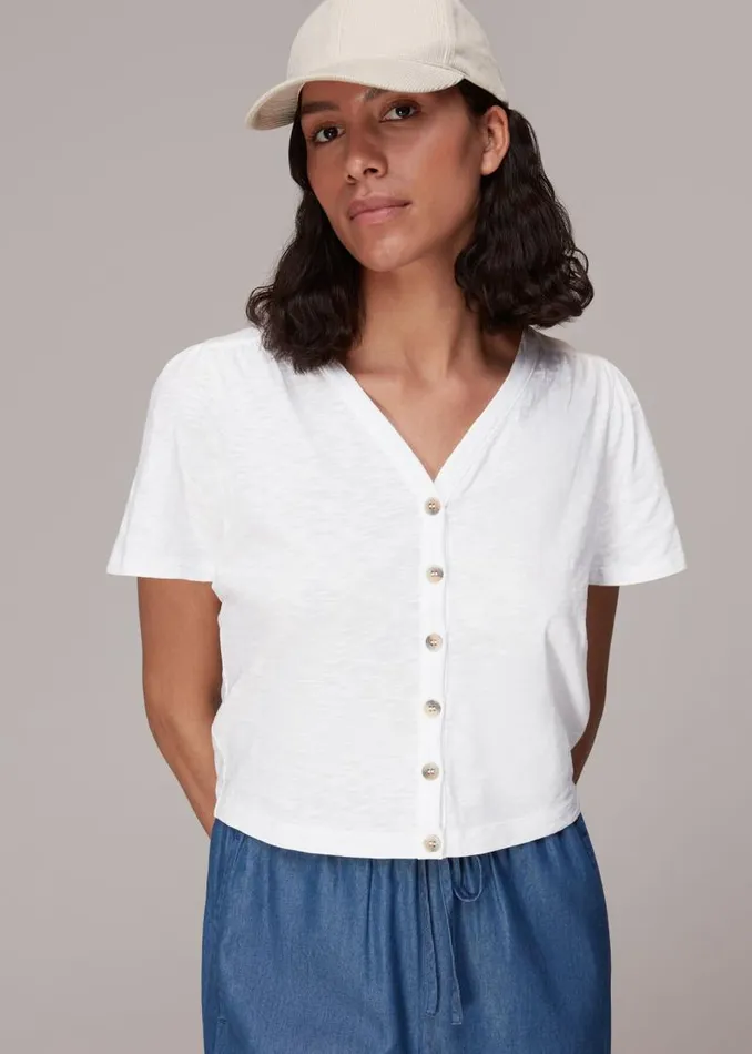 Whistles Tops White Maeve V Neck Button Front Tee 8211 Women