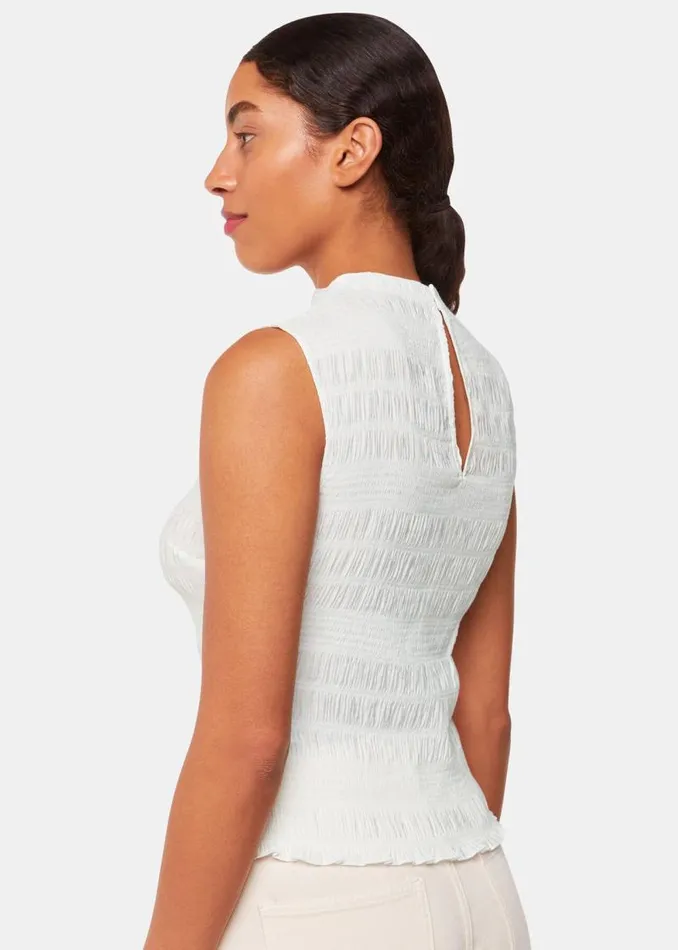 Whistles Tops White Plisse Sleeveless Top 8211 Women