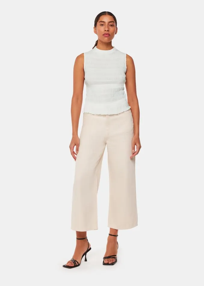 Whistles Tops White Plisse Sleeveless Top 8211 Women