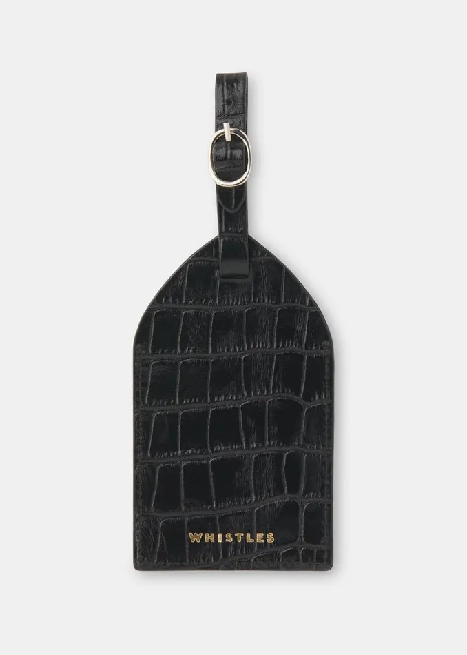 Whistles Wallets and Cardholders Black Shiny Croc Luggage Tag 8211 Women