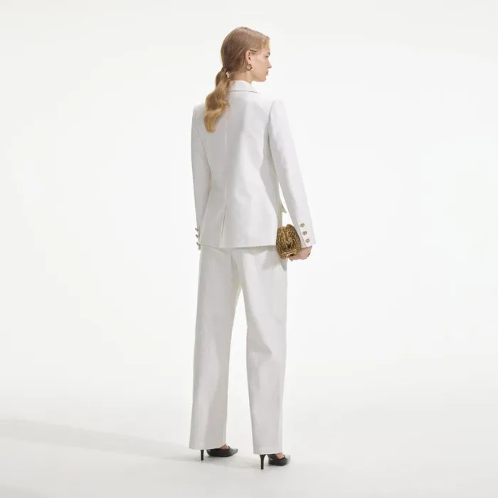 White Linen Blazer Women Self Portrait Outerwear White Linen Blazer Women Self Portrait Outerwear