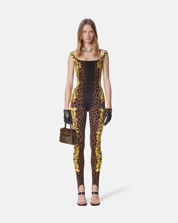 Wild Barocco Stirrup Leggings Animalier Women Versace Pants and Shorts