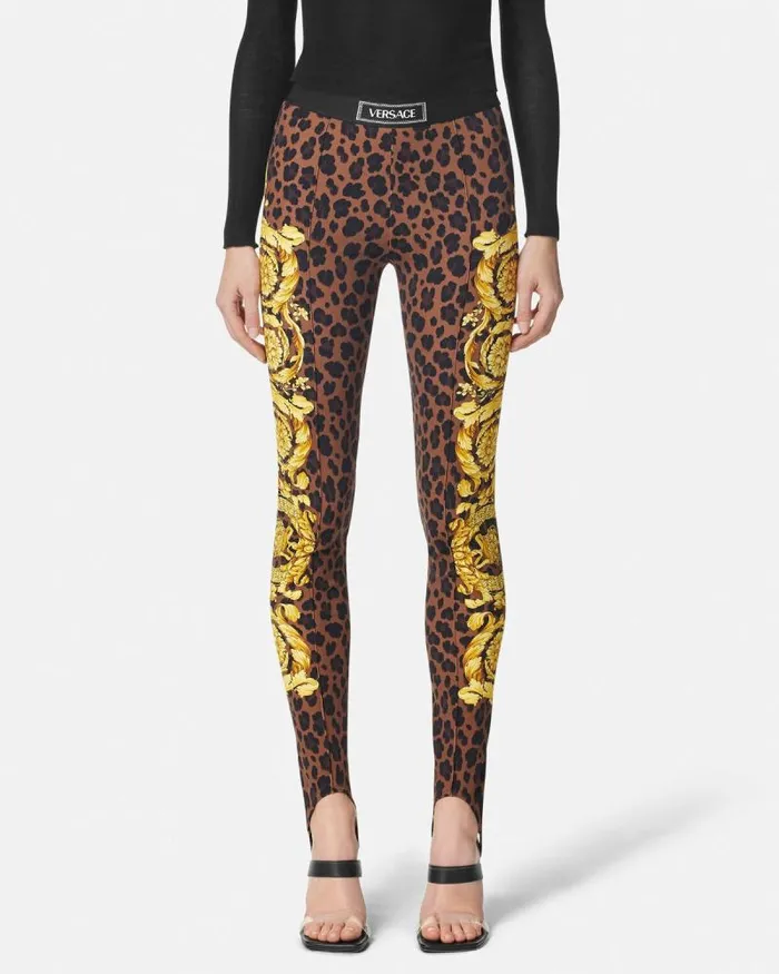 Wild Barocco Stirrup Leggings Animalier Women Versace Pants and Shorts