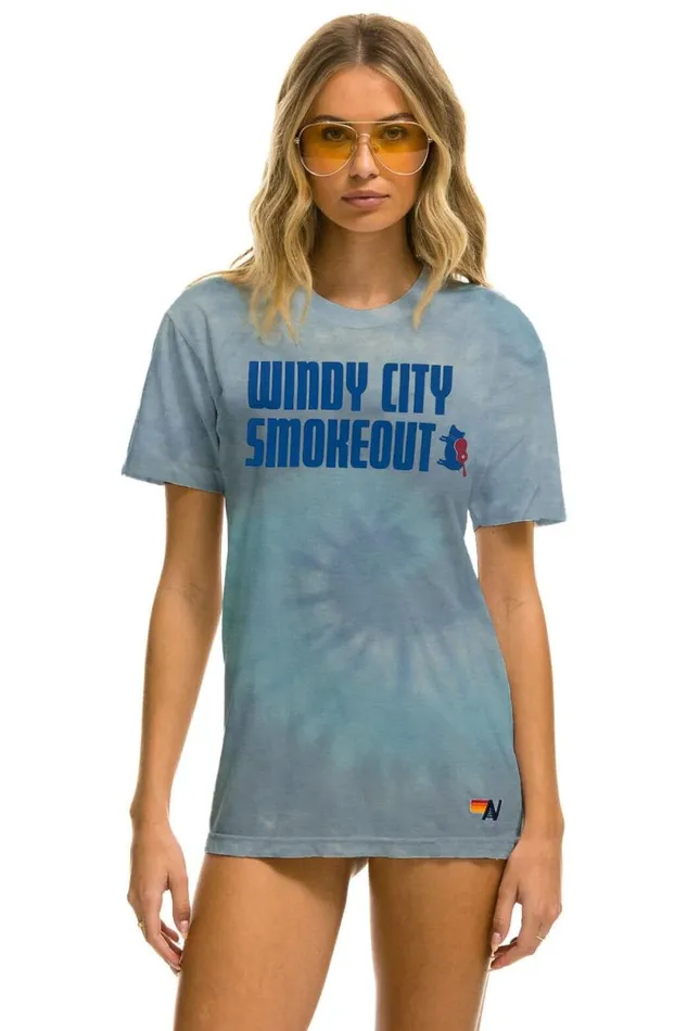 Windy City Smokeout 2023 Tee 8211 Tie Dye Heather Blue WomenMen Aviator Nation Tees