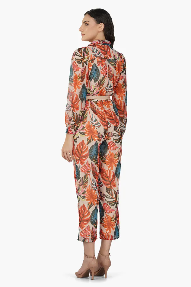 Women Alisha Leaf Printed Jumpsuit Jumpsuits America and Beyond