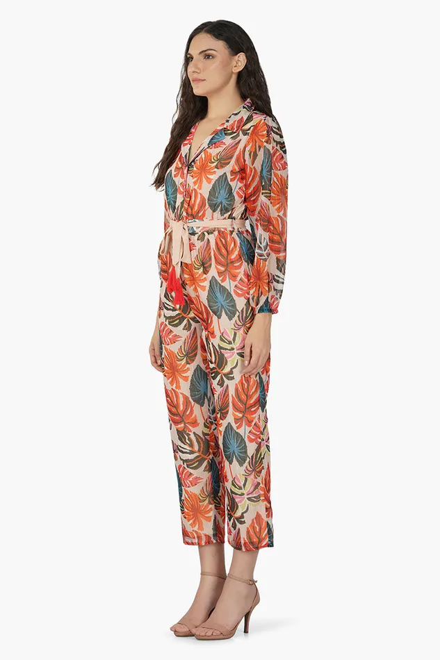 Women Alisha Leaf Printed Jumpsuit Jumpsuits America and Beyond