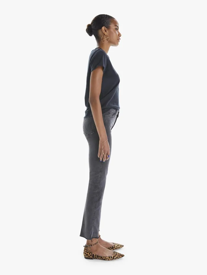 Women Ankle Mother Denim High Waisted Rascal Ankle Fray Charcoal