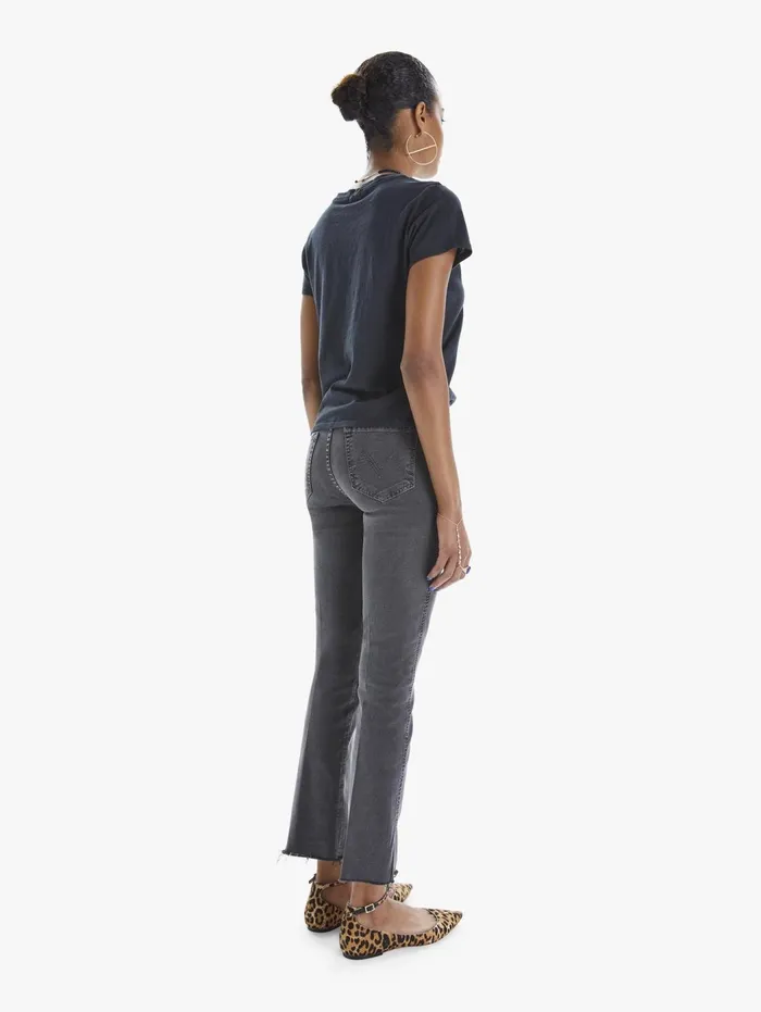Women Ankle Mother Denim High Waisted Rascal Ankle Fray Charcoal
