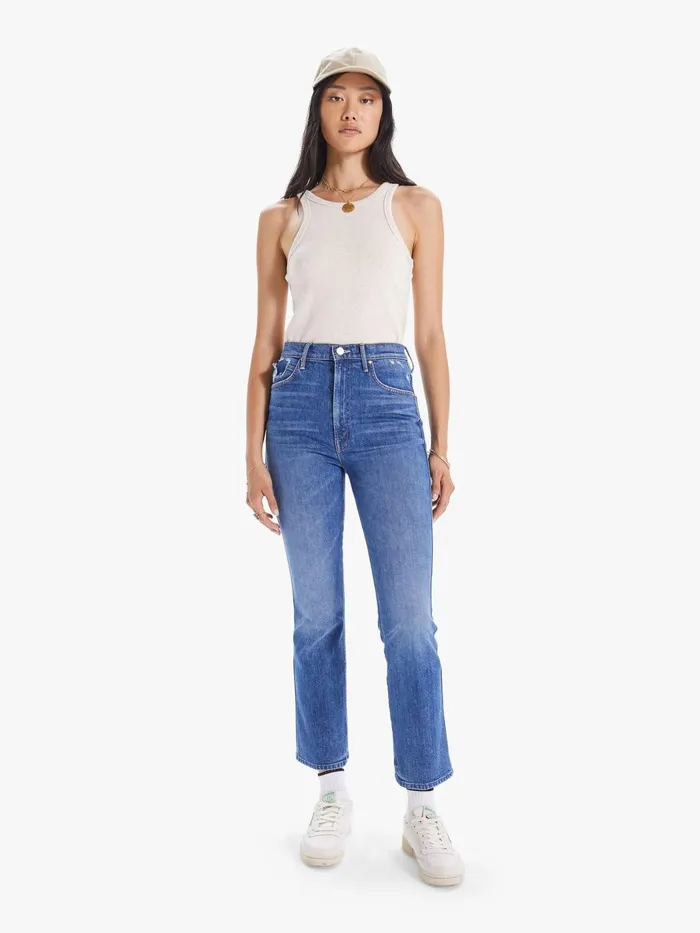 Women Ankle Mother Denim High Waisted Smokin039 Double Ankle Dark Blue