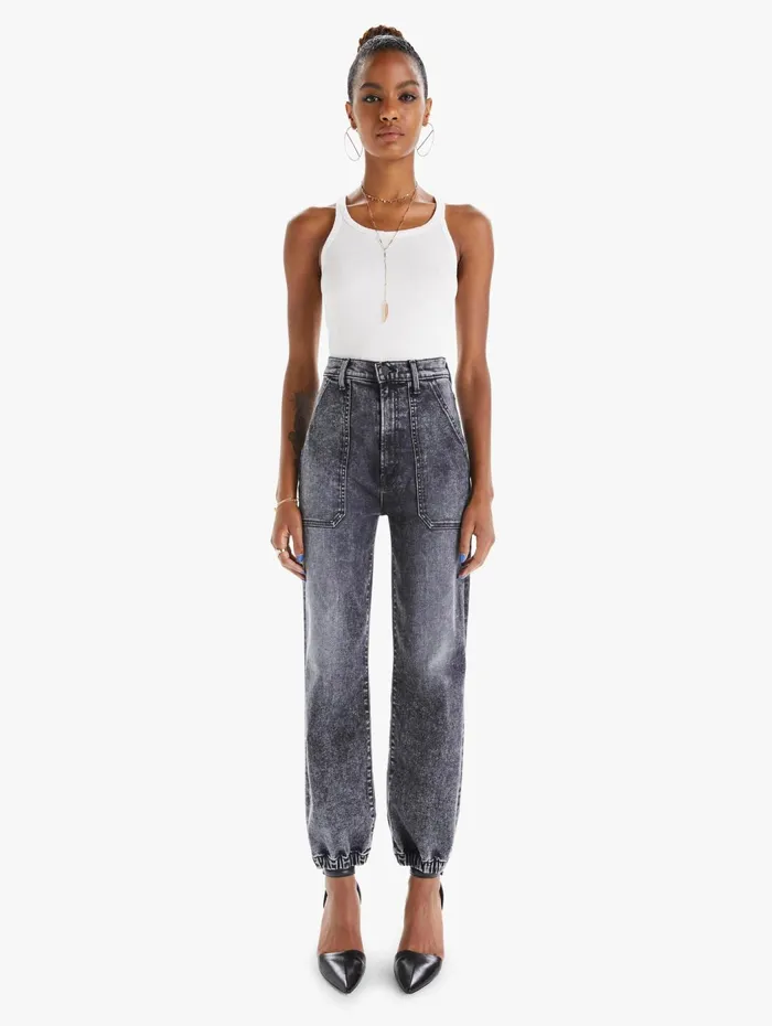 Women Ankle Mother Denim The Wrapper Patch Springy Ankle Black