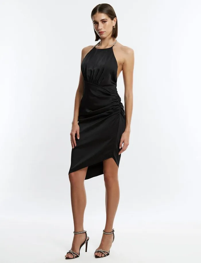 Women Anwen Ruched Mini Dress Black BCBG Dresses Women Anwen Ruched Mini Dress Black BCBG Dresses