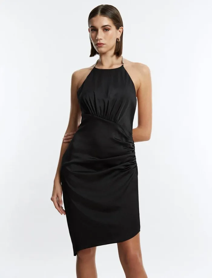 Women Anwen Ruched Mini Dress Black BCBG Dresses Women Anwen Ruched Mini Dress Black BCBG Dresses