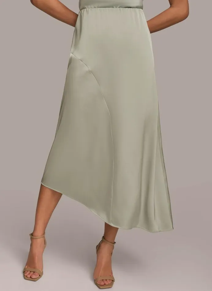Women ASYMMETRICAL FLARE HEM SKIRT Blue Frost Donna Karan New York Skirts