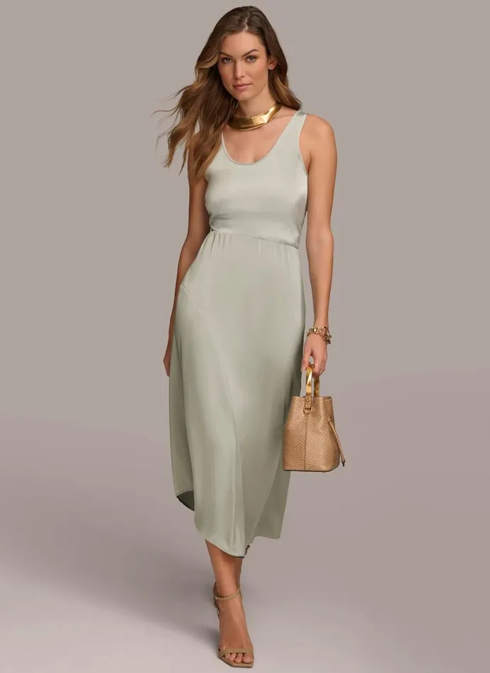 Women ASYMMETRICAL FLARE HEM SKIRT Blue Frost Donna Karan New York Skirts