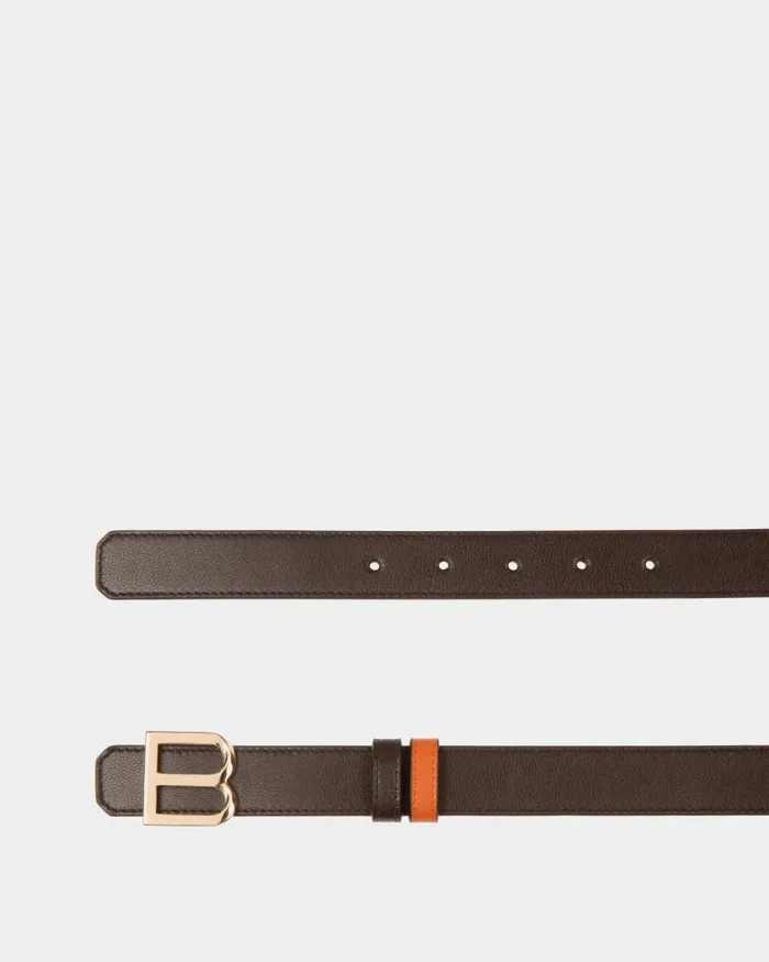 Women Bally Belts B Twist 25mm Reversible Belt In Ebano And Koi Orange Leather Multicolor Women Bally Belts B Twist 25mm Reversible Belt In Ebano And Koi Orange Leather Multicolor