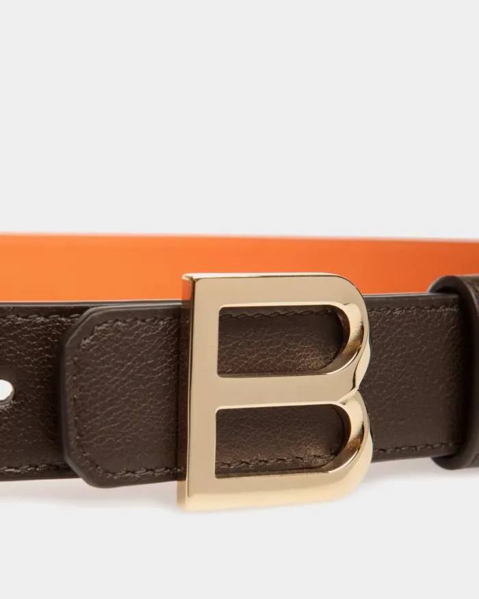 Women Bally Belts B Twist 25mm Reversible Belt In Ebano And Koi Orange Leather Multicolor Women Bally Belts B Twist 25mm Reversible Belt In Ebano And Koi Orange Leather Multicolor