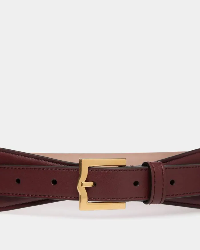 Women Bally Belts Emblem 45mm Belt In Andorra Leather Burgundy