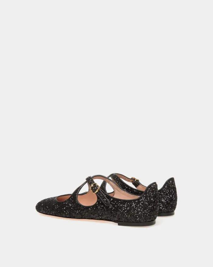 Women Bally Flats and Moccasins Ballyrina Flat In Black Glitter Black Women Bally Flats and Moccasins Ballyrina Flat In Black Glitter Black