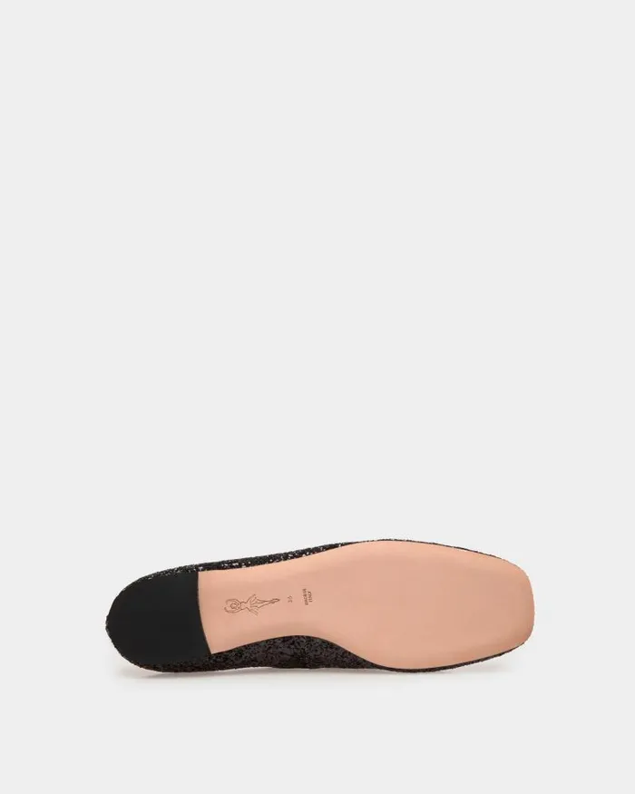 Women Bally Flats and Moccasins Ballyrina Flat In Black Glitter Black Women Bally Flats and Moccasins Ballyrina Flat In Black Glitter Black