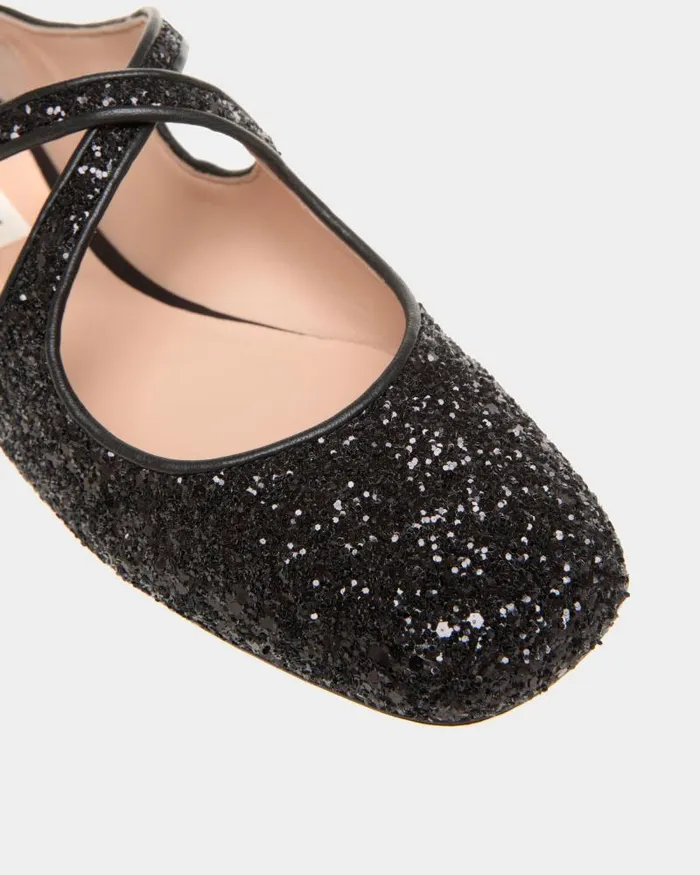 Women Bally Flats and Moccasins Ballyrina Flat In Black Glitter Black Women Bally Flats and Moccasins Ballyrina Flat In Black Glitter Black