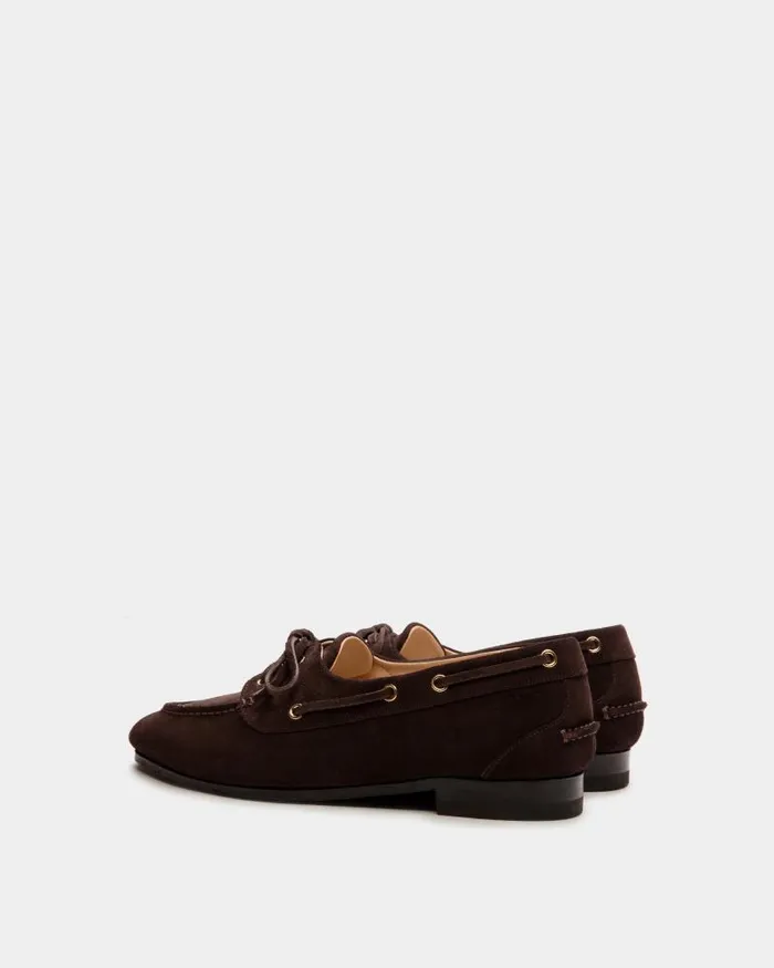 Women Bally Flats and Moccasins Plume Moccasin In Dark Brown Suede Brown Women Bally Flats and Moccasins Plume Moccasin In Dark Brown Suede Brown